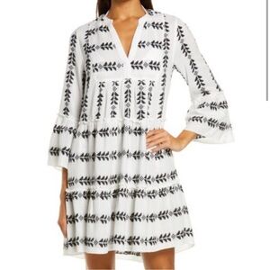ELAN Grecian Cover-up Dress In White/ Black
